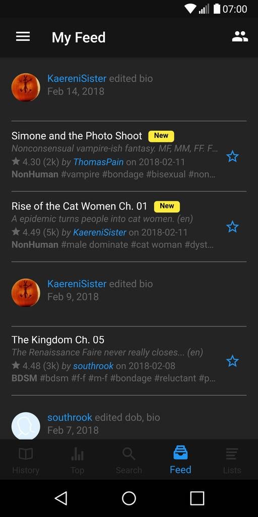 Feed tab